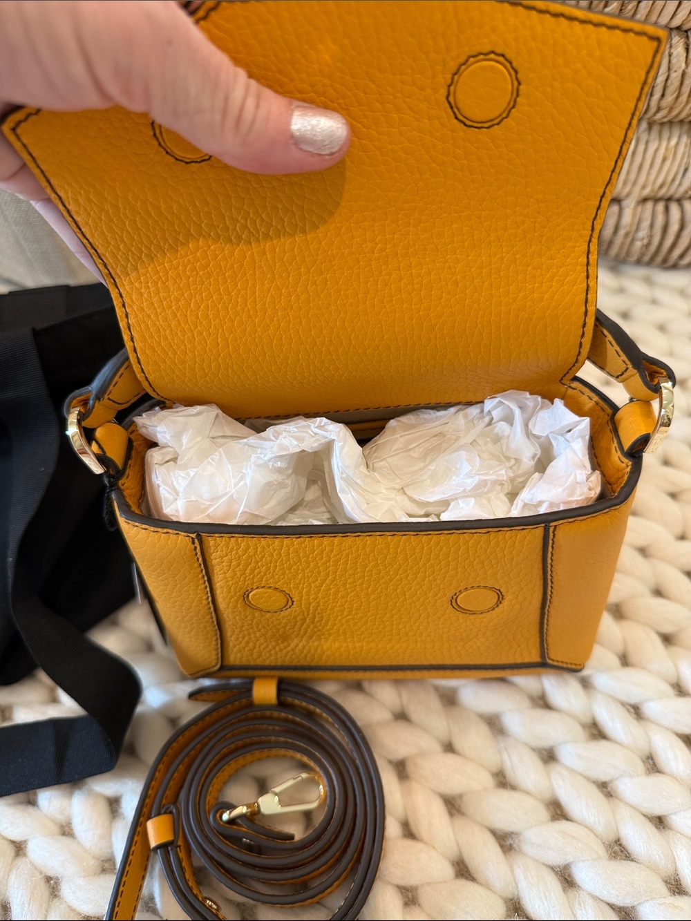 Strathberry Mini Top-Handle Bag in Mustard - Picture 3 of 6